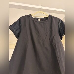 Vimmia Black Short Sleeve Top with Mesh Sleeves and Pleated Back